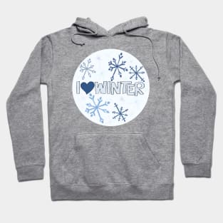 I Heart Winter Illustrated Text with snowflakes Hoodie